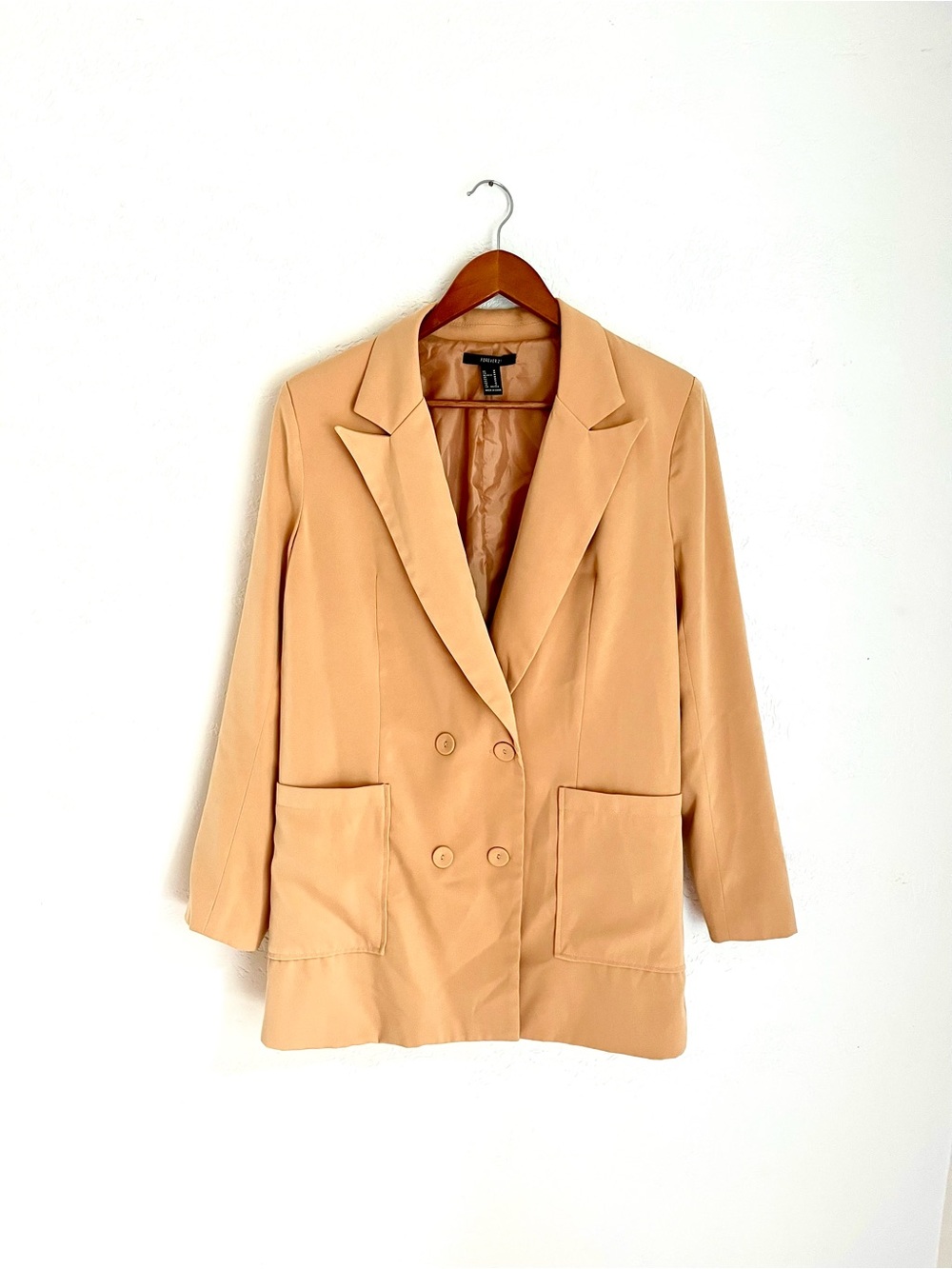 Forever 21 Camel Double-Breasted Blazer